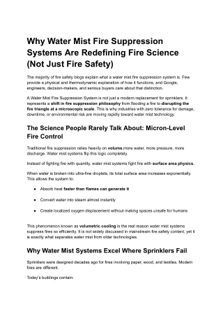 water mist fire suppression system