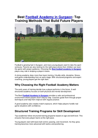 Best Football Academy in Gurgaon: Top Training Methods That Build Future Players