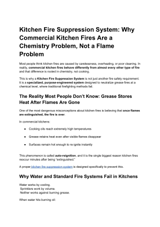 Kitchen Fire Suppression System