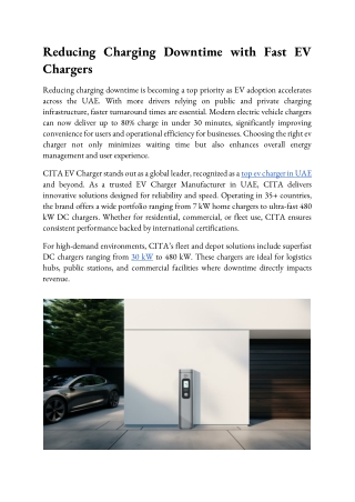 Reducing Charging Downtime with Fast EV Chargers