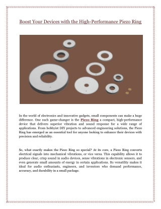 Boost Your Devices with the High-Performance Piezo Ring