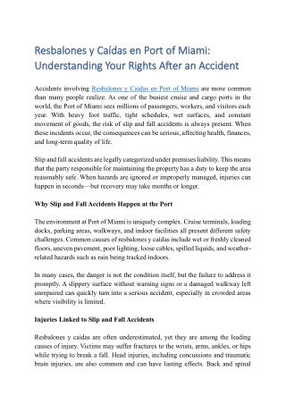 Resbalones y Caídas en Port of Miami Understanding Your Rights After an Accident
