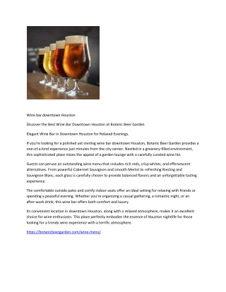 Discover the Best Wine Bar Downtown Houston at Botanic Beer Garden