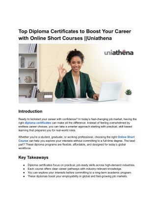 Top Diploma Certificates to Boost Your Career with Online Short Courses Uniathena