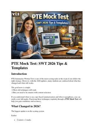 PTE Mock Test SWT 2026 Tips & Templates