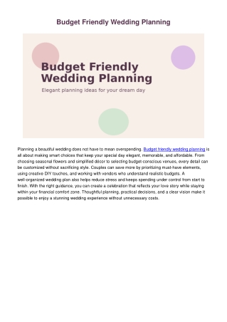 Affordable Wedding Dreams Smart Tips for Budget Friendly Wedding Planning