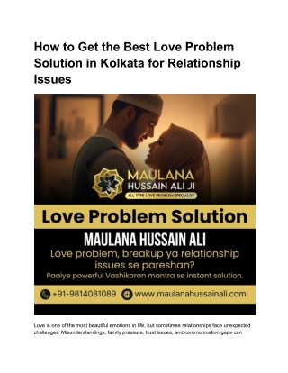Best Love Problem Solution in Kolkata – Maulana Hussain Ali