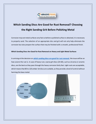 Which Sanding Discs Are Good for Rust Removal?