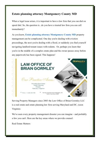 Estate planning attorney Montgomery County MD