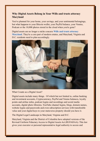 Why Digital Assets Belong in Your Wills and trusts attorney Maryland