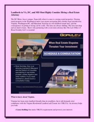 Landlords in VA, DC, and MD Must Highly Consider Hiring a Real Estate Attorney