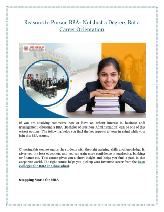 Reasons to Pursue BBA: Not Just a Degree, But a Career Orientation
