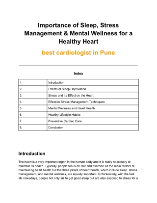 Importance of Sleep, Stress Management & Mental Wellness for a Healthy Heart