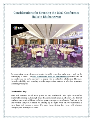 Considerations for Sourcing the Ideal Conference Halls in Bhubaneswar