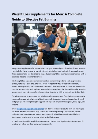 Weight Loss Supplements for Men - Mar'26