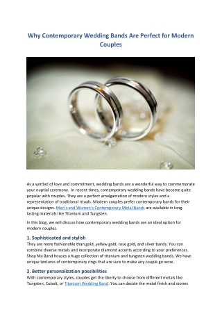 Why Contemporary Wedding Bands Are Perfect for Modern Couples