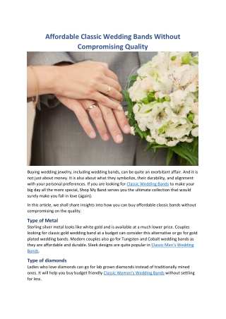 Affordable Classic Wedding Bands Without Compromising Quality