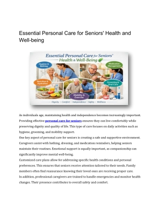 Essential Personal Care for Seniors Health and Well being