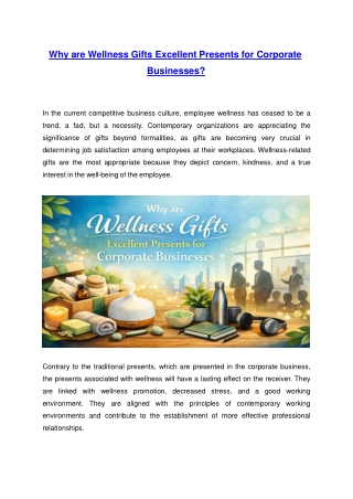 Why are Wellness Gifts Excellent Presents for Corporate Businesses