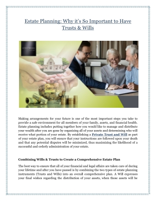 Estate Planning: Why It’s So Important to Have Trusts & Wills