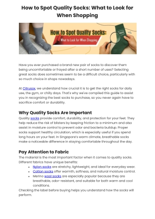How to Spot Quality Socks: What to Look for When Shopping