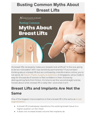 Busting Common Myths About Breast Lifts