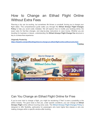 How to Change an Etihad Flight Online Without Extra Fees
