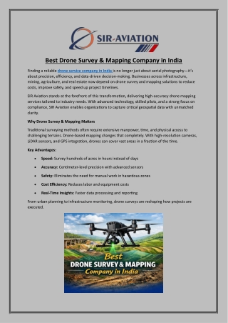 Best Drone Survey & Mapping Company in India | SIR Aviation