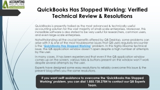 Quick Solutions for QuickBooks Has Stopped Working Issue