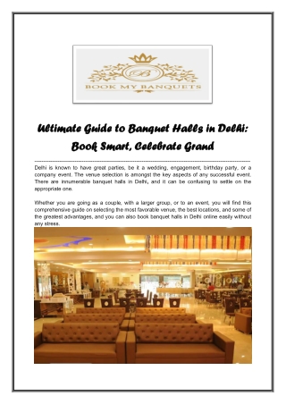 Ultimate Guide to Banquet Halls in Delhi - BookMyBanquets