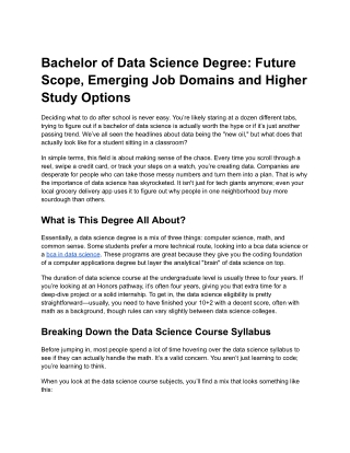 Bachelor of Data Science Degree: Future Scope, Emerging Job Domains and Higher S