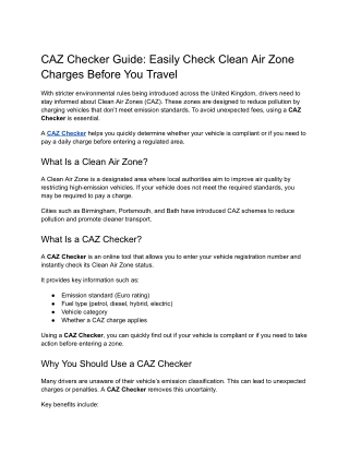 CAZ Checker Guide_ Easily Check Clean Air Zone Charges Before You Travel