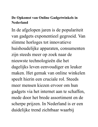 De Opkomst van Online Gadgetwinkels in Nederland