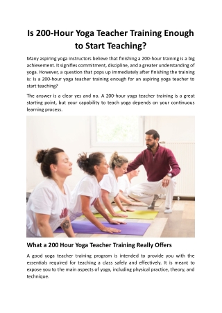 Is 200-Hour Yoga Teacher Training Enough to Start Teaching