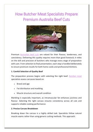 How Butcher Meat Specialists Prepare Premium Australia Beef Cuts