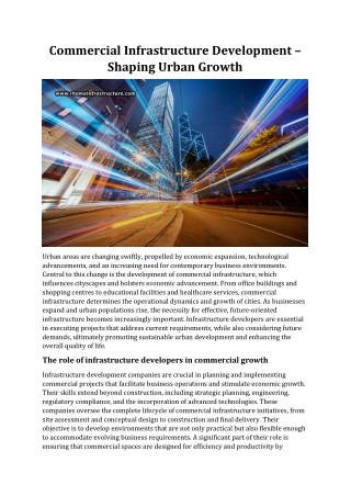 Commercial Infrastructure Development-Shaping Urban Growth