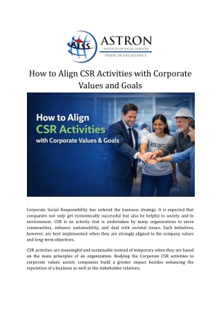 How to Align CSR Activities with Corporate Values and Goals