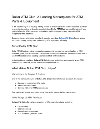 Dollar ATM Club_ A Leading Marketplace for ATM Parts _ Equipment