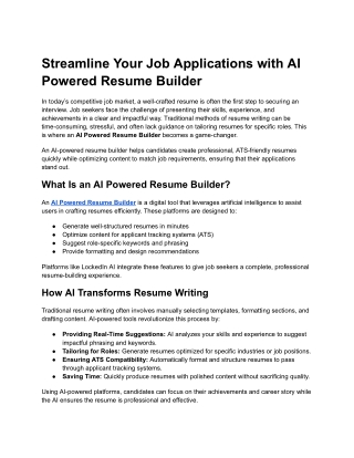 Build Professional Resumes Faster with AI Powered Resume Builder