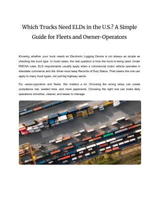 ELD Rules for Trucks: Who Needs One in 2026?
