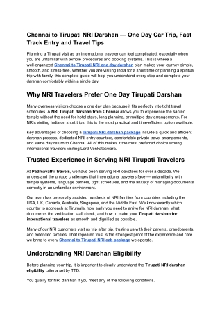 9 Tips_ Chennai to Tirupati NRI Darshan Trip