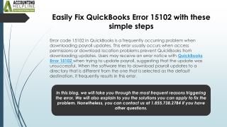 Easy Steps to Eliminate QuickBooks Error 15102