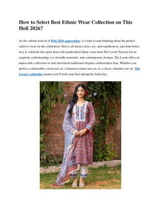 How to Select Best Ethnic Wear Collection - The Loom Brand