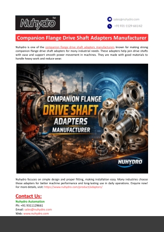Companion Flange Drive Shaft Adapters Manufacturer