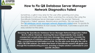 Quick Fix for QB Database Server Manager Network Diagnostics Failed