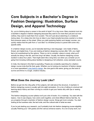 Core Subjects in a Bachelor’s Degree in Fashion Designing: Illustration, Surface