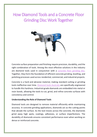 How Diamond Tools and a Concrete Floor Grinding Disc Work Together