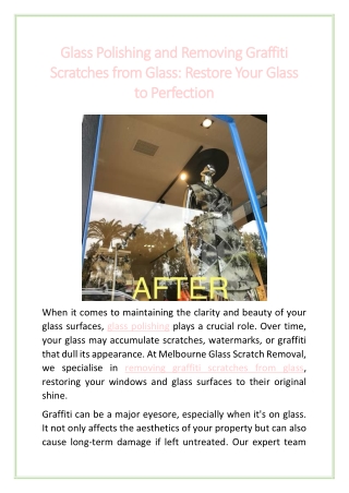 Glass Polishing and Removing Graffiti Scratches from Glass Restore Your Glass to Perfection