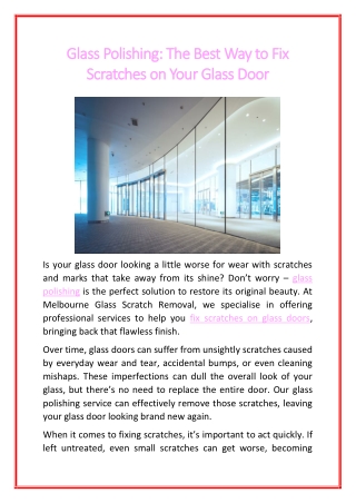 Glass Polishing The Best Way to Fix Scratches on Your Glass Door