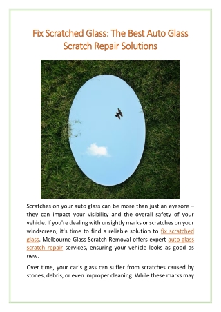 Fix Scratched Glass The Best Auto Glass Scratch Repair Solutions